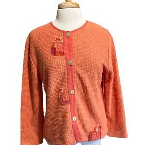 BETS Canvasbacks Terry Sweater Women’s S Textured Knit Top Patchwork Cardigan
